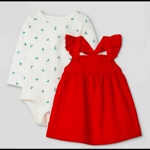 Cat and Jack Holiday Dress Set Size 0-3M NWT